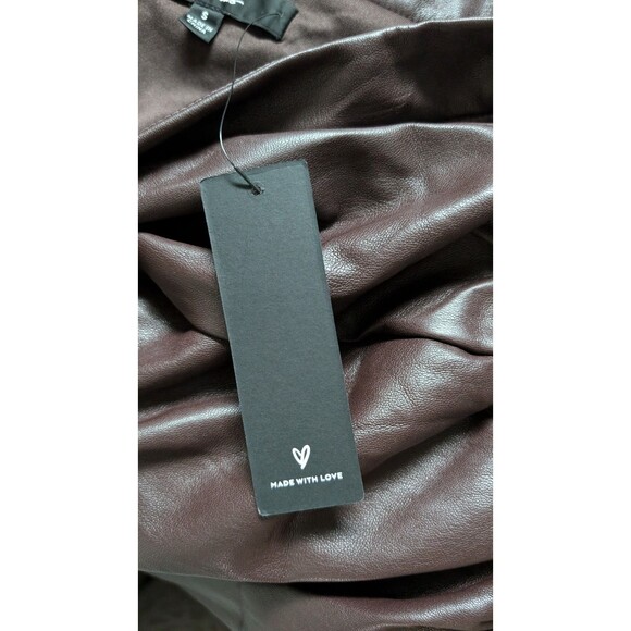 Lulus Cool Factor Brown Ruched Sinched Vegan Leather Mini Skirt - Picture 9 of 13